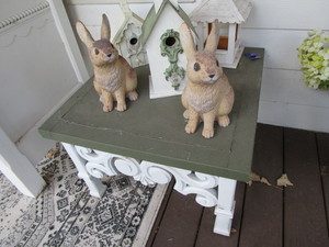 Porch Table, Bird Houses, Rabbits