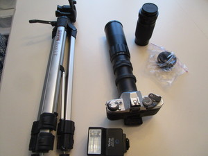 Canon AE-1 Camera, Lens, Tripod