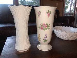 Lenox Vases and Spode Cabbage Leaf Bowl