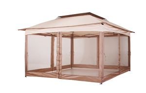 lot 18 image: Outsunny 11 ft. x 11 ft. Outdoor 2-Tier Top Folding Portable Pop Up Gazebo with Removable Zippered Netting and Weather Protection