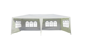 lot 19 image: Outsunny Large 10 ft. x 20 ft. White Gazebo Canopy Party Tent with 4 Removable Side Walls for Weddings, Picnic or Events