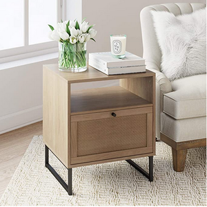 lot 35 image: Nathan James Mina Side, End Table Wood Finish & Matte Accents with Storage