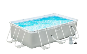 lot 41 image: Outsunny 11 ft. x 7 ft. Rectangular 32 in. Alloy Steel Frame Pool with Filter Pump