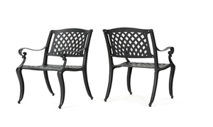 lot 55 image: LOT OF 2. Noble House Hallandale Black 2-Pack Aluminum Outdoor Dining Chair