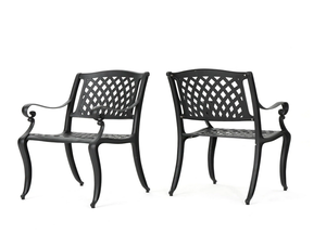 lot 56 image: Noble House Hallandale Black 2-Pack Aluminum Outdoor Dining Chair