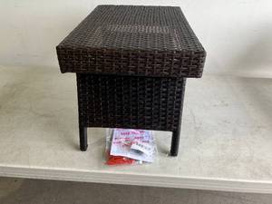 lot 37 image: Lot of 2 Brown Outdoor Side Tables.
