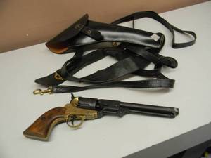 lot 3 image: RARE VINTAGE - BKA 98 Revolver Pistol Movie Prop Gun Colt 45 NON-FIRING WITH HOLSTER & STRAPS - FANTASTIC PIECE - NICE - SEE PICTURES