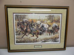 lot 7 image: RARE Signed & Numbered Framed Art Piece Lifeline To Victory Between Catlett And Fairfax Stations Virginia October 13-15, 1863 By Don Stivers - With COA  #570 of 1000 - FANTASTIC PIECE - VERY NICE - APPROX 35 By 26 - SEE PICTURES