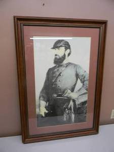 lot 11 image: FRAMED - Historic General Thomas Stonewall Jackson, Confederate General Portrait Print - VERY COOL PIECE - APPROX 29 By 41 - SEE PICRURES