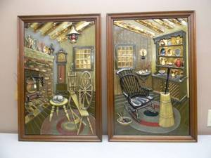 lot 14 image: 2 VINTAGE - Turner Wall Accessory 3D Art EARLY AMERICAN - NICE - APPROX 21 By 31 - SEE PICTURES