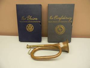 lot 17 image: THE UNION & THE CONFEDERACY DIARIES, MEMOIRS and LETTERS of the Civil War With VINTAGE BUGLE - VERY COOL GROUP - SEE PICTURES