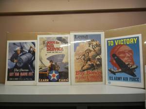 lot 28 image: 3 AWESOME WARTIME POSTERS - AWESOME AMERICANA PIECES - NICE - APPROX 23 By 36 - SEE PICTURES