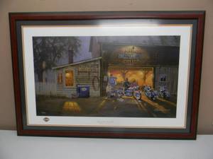 lot 32 image: Signed Numbered $ Framed Art Piece King Of The Road ll By Dave Barnhouse #343 of 1950 - FANTASTIC PIECE - VERY NICE - APPROX 38 By 26 - SEE PICTURES