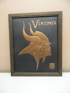 lot 39 image: Vintage 1960s Minnesota Vikings NFL 3D Stamped Raised Copper Plaque - FANTASTIC PIECE - NICE - APPROX 19 By 23 - SEE PICTURES