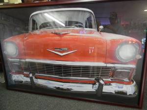 lot 40 image: CHEVY POWER - HUGE FRAMED IMAGE - If you are a Chevy guy this is the piece - LARGE STATEMENT PIECE - APPROX 81 By 53 - FANTASTIC PIECE - NICE - SEE PICTURES