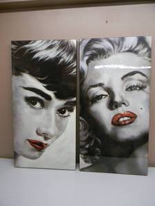 lot 47 image: MARILYN MONROE & AUDREY HEPBURN - By Frank Ritter - NICE LARGE ARTWORK - APPROX 20 By 40 - VERY COOL - SEE PICTURES