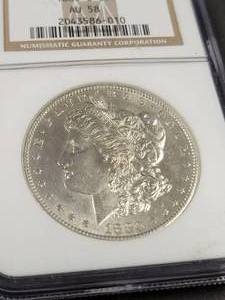 lot 01 image: 1880-S MORGAN SILVER DOLLAR AU58 NGC