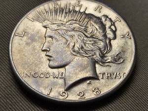 lot 06 image: 1928 US PEACE SILVER DOLLAR KEY DATE COIN