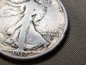 lot 11 image: 1917-D OBV  WALKING LIBERTY HALF DOLLAR