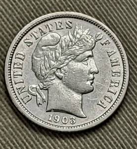 lot 24 image: 1903 US BARBER DIME FULL LIBERTY