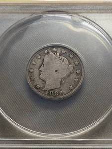 lot 38 image: 1886 US LIBERTY NICKEL VG8 ANACS KEY DATE COIN