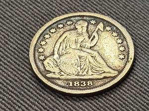 lot 67 image: 1838 STARS US SEATED LIBERTY DIME