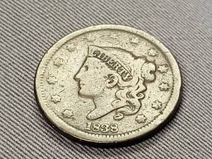 lot 72 image: 1838 US MATRON HEAD LARGE CENT