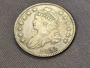 lot 82 image: 1822 US BUST SILVER HALF DOLLAR