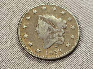 lot 123 image: 1828 small date US MATRON HEAD LARGE CENT