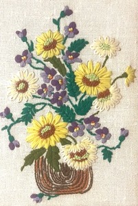 Vintage Framed Floral Needlework Art