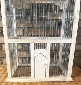 Distressed White Bird Cage