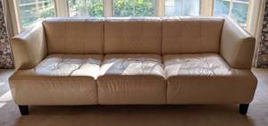 Chateau D Ax Cream Leather Sofa