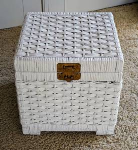 White Wicker Storage Box