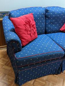Upholstered Blue Loveseat