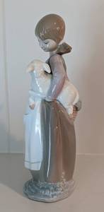Lladro Porcelain Girl with Basket and Lamb