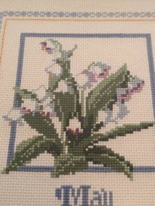 Framed Lily of the Valley Cross Stitch