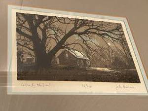 John Mosiman Cabin By The Tree Framed Print