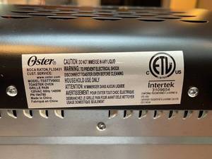 Oster Toaster Baker Oven Model TSSTTV002