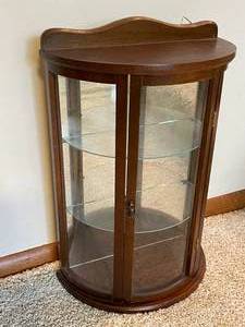 Vintage Petite Display Cabinet with Curved Glass Front