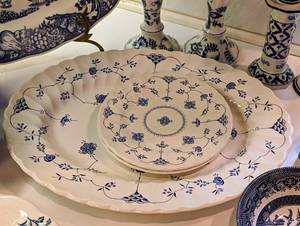 Assorted Vintage Blue and White Dishes