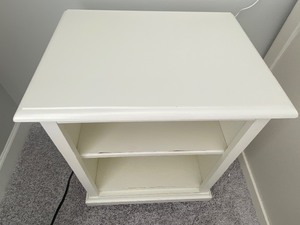 Pottery Barn White Two Shelf Bed Side Table