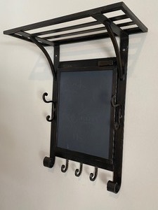 Decorative Chalkboard with Shelf and Key Hooks