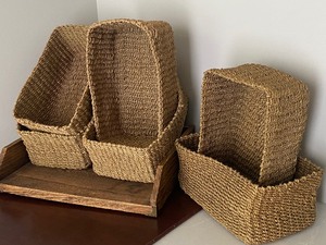 Decorative Baskets, Wood Desk Organizer and Desk Blotter