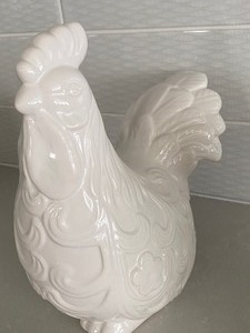 West Elm Utensil Crock and a Decorative Ceramic Rooster