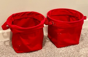 Pair of Pottery Barn Red Canvas 10 TotesBaskets