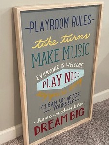 Pottery Barn Playroom Rules Decorative Wall Sign