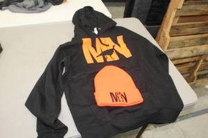 Lot of (2) Size Large MN BirdDeer Sports Apparel - Winter Hat, Pullover Hooded Sweatshirt