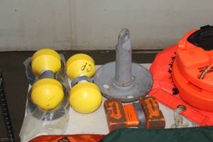 lot 817 image: Lot of (4) Boat Equipment - 8-lb. Anchor, (3) Depth Buoys