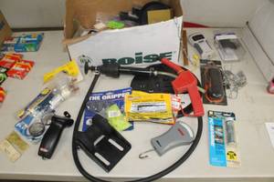 lot 830 image: Lot of (1 Box) Misc. Fishing Gear - Lures, Scales, Pump, Bait