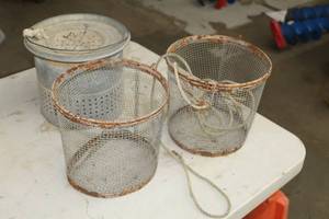lot 839 image: Lot of (3) Vintage Metal Minnow Buckets